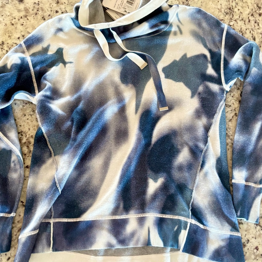 Ost  designer reversible light weight hoodie Midnight blue tie-dye solid grey
